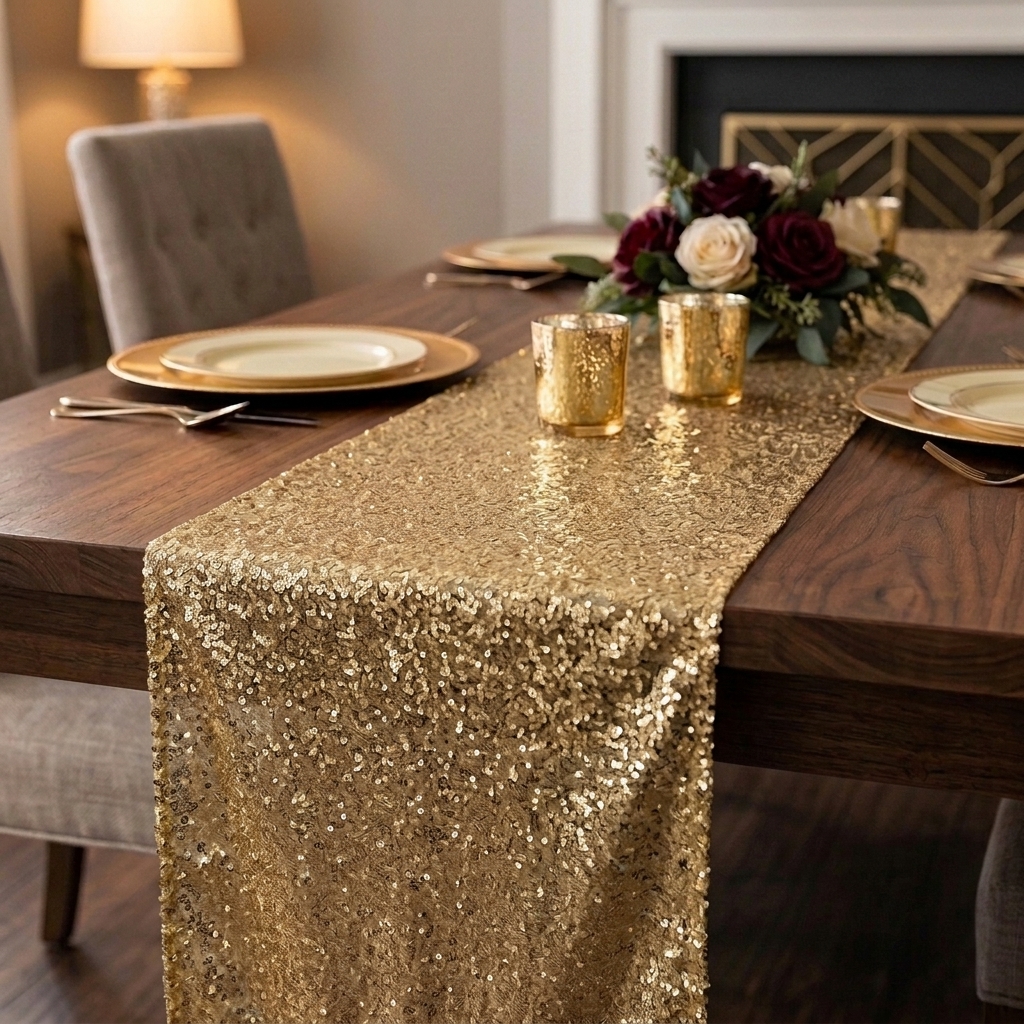 Gold Sequin Table Runner