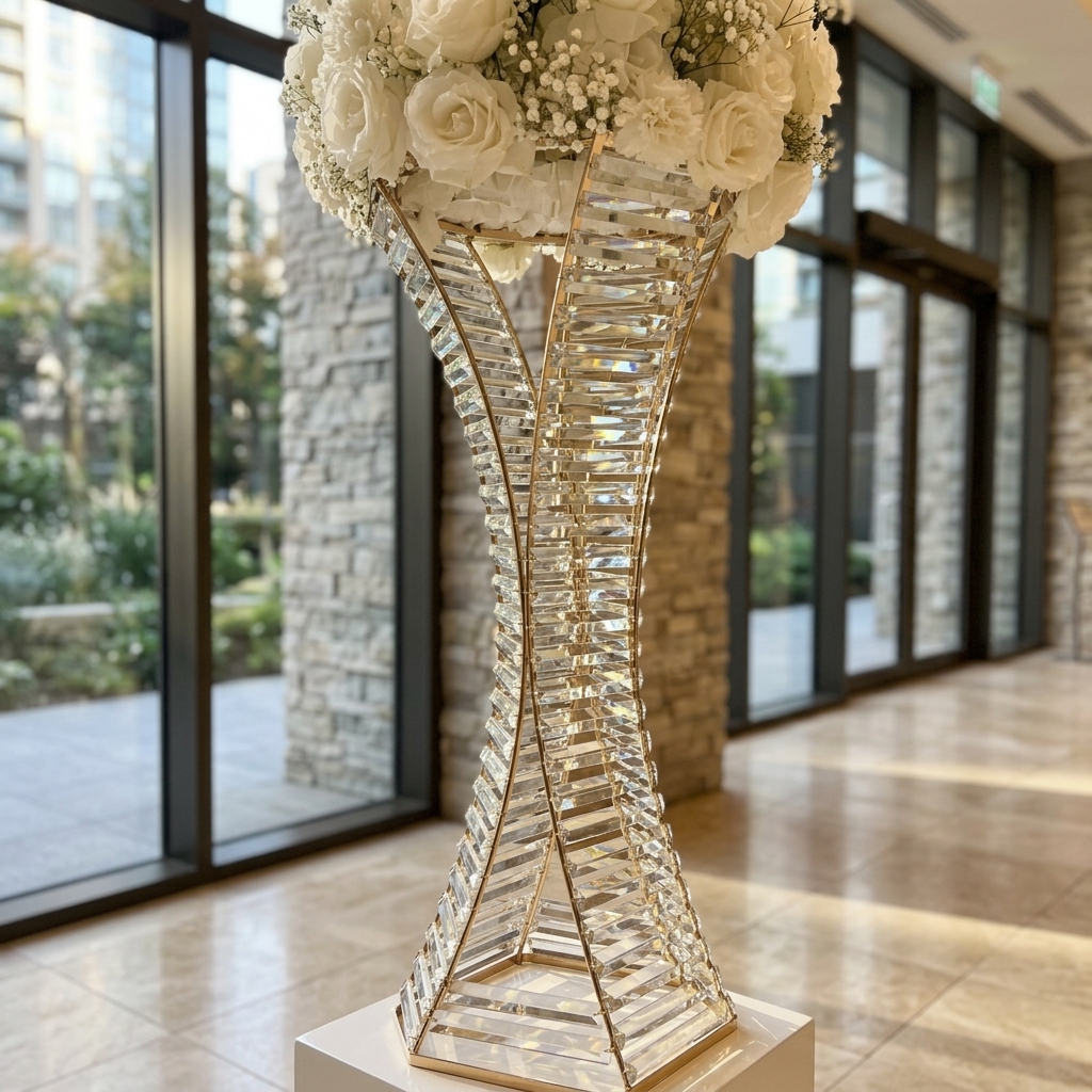 32″ Gold Metal Flower Stand