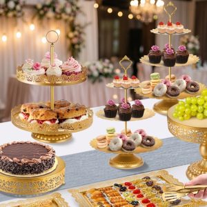European-Style Golden Cut-Out Cake Stands