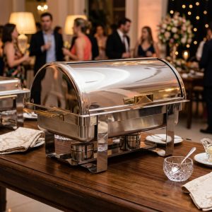 10 Qt Gold Accent Roll Top Chafing Dish